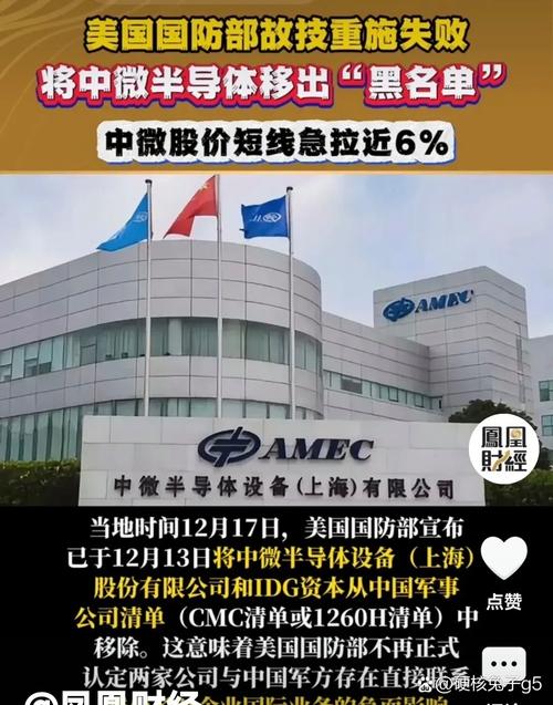中微半导体公司：被美国国防部加入“黑名单”没有实质影响